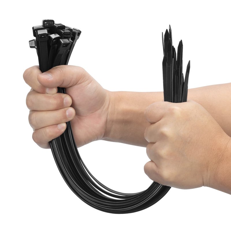 Xingo 20 Inch Black Large Heavy Duty Zip Ties 100 Pack, 200 Lbs Ultra Strong Plastic Wire Ties, Large Cable Ties Extra Long Tie Wraps, Indoor And Outdoor Uv Resistant - Image 1